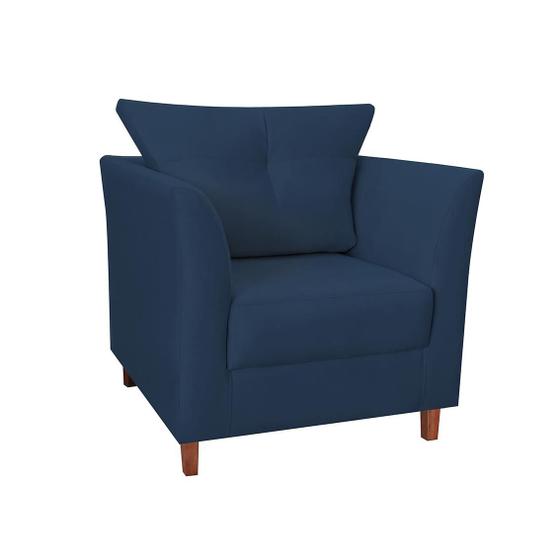 Imagem de Poltrona Cadeira Sofá Decorativa Isis Sala Estar Salão Beleza Suede Azul Marinho - LM DECOR