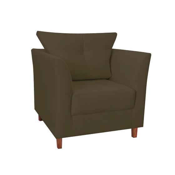 Imagem de Poltrona Cadeira Sofá Decorativa Isis Sala Estar Salão Beleza Suede Marrom - LM DECOR