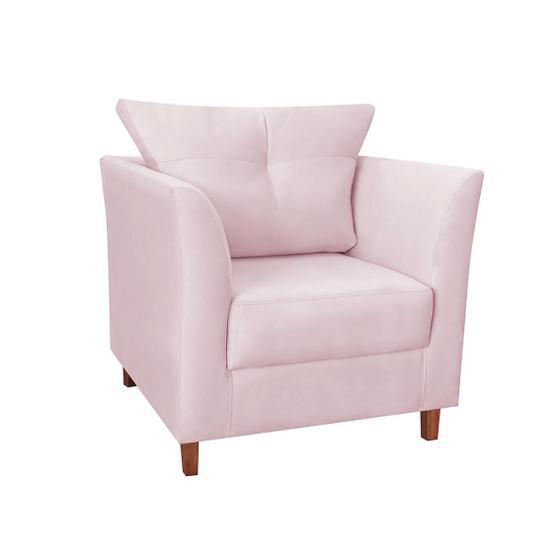 Imagem de Poltrona Cadeira Sofá Decorativa Isis Sala Estar Salão Beleza Suede Rosa Bebê - LM DECOR
