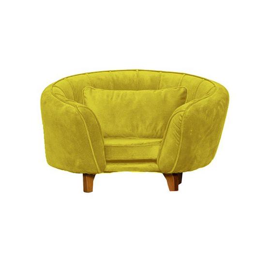 Imagem de Poltrona Cama Caminha Pet Baby Laddi Veludo Amarelo Dvinn