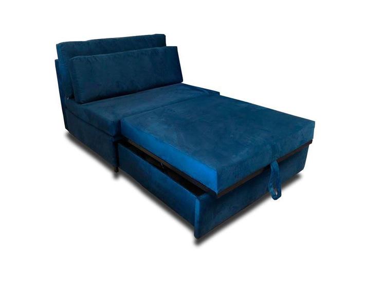 Imagem de Poltrona Cama Meca_MAsb que se Transforma em Sofá Cama de Solteiro com 94cm Resistente e Confortável em Sued Azul