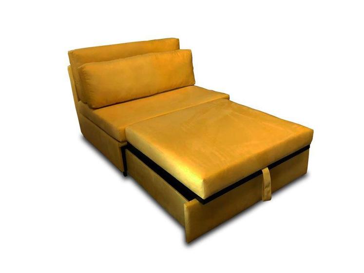 Imagem de Poltrona Cama Meca_MAsb que se Transforma em Sofá Cama Solteiro com 94 cm Resistente e Confortável em Sued Amarelo