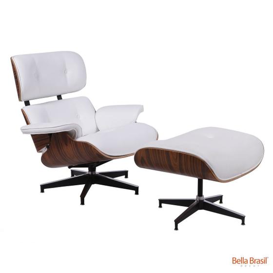 Imagem de Poltrona Charles Eames material sintético PU com Puff Base Alumínio