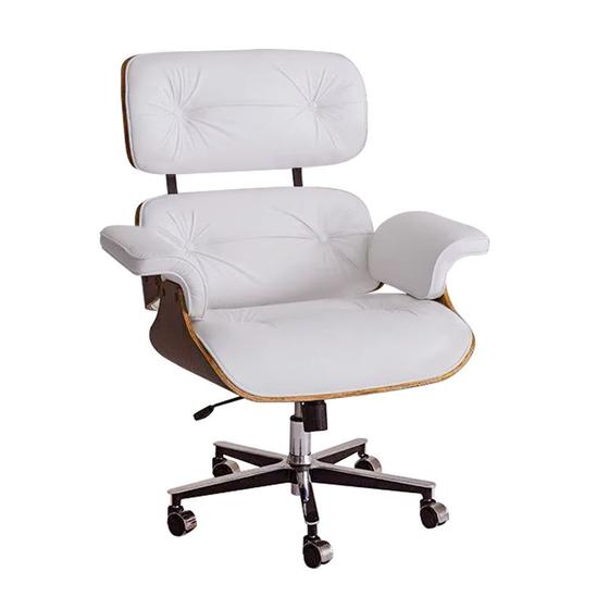 Imagem de Poltrona Charles Eames Office Exec Couro Natural Branco