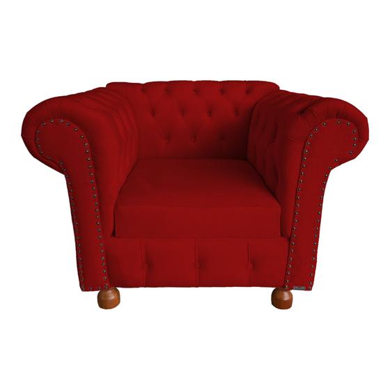 Imagem de Poltrona Chesterfield Capitone Luis XV Suede Vermelho /  Decoracao , Sala estar, tv, recepção, barbearia