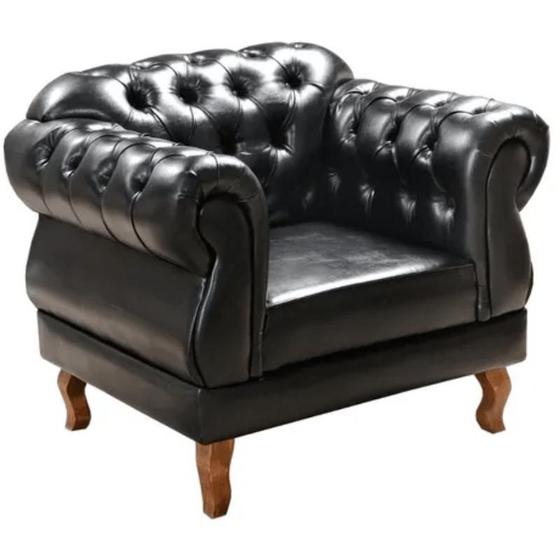 Imagem de Poltrona Chesterfield Elisabeth Clássica Via Encanto Preto