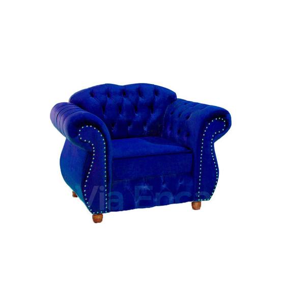 Imagem de Poltrona Chesterfield Merlô Via Encanto Veludo Azul