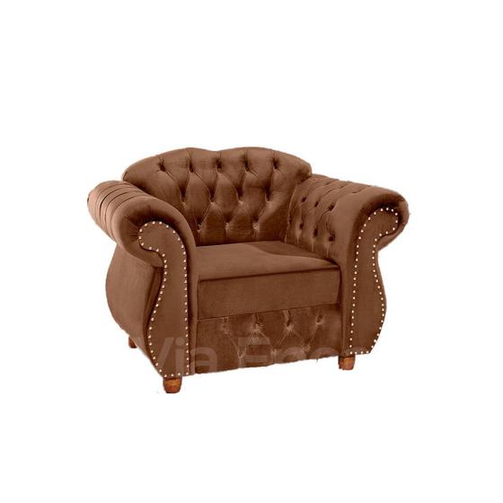 Imagem de Poltrona Chesterfield Merlô Via Encanto Veludo Marrom