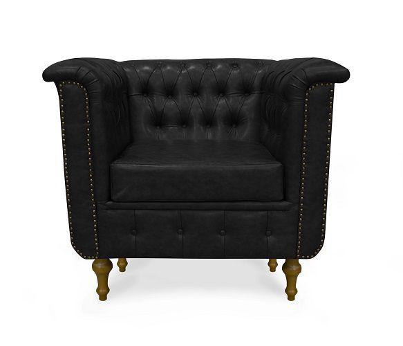 Imagem de Poltrona Chesterfield Retro Capitonê material sintético Preto - Meu Lar Decorações de Ambientes