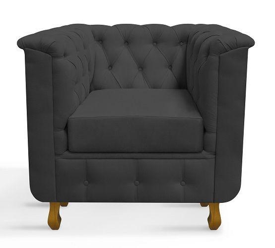 Imagem de Poltrona Chesterfield Retro Capitonê Suede Preto - Meu Lar Decorações de Ambientes