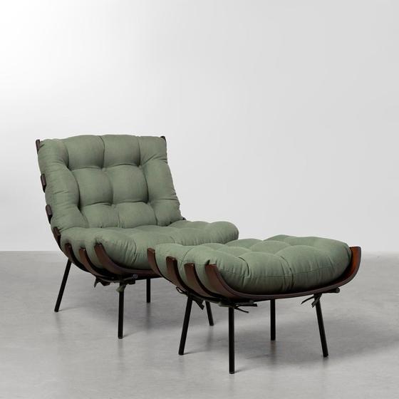 Imagem de Poltrona com Puff Costela Dark - Verde