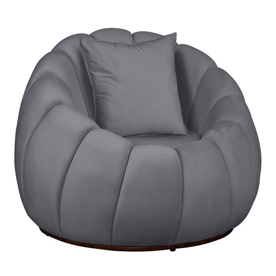 Imagem de Poltrona Concha com Almofada Base Fixa Veludo Grafite - Belliv Decor