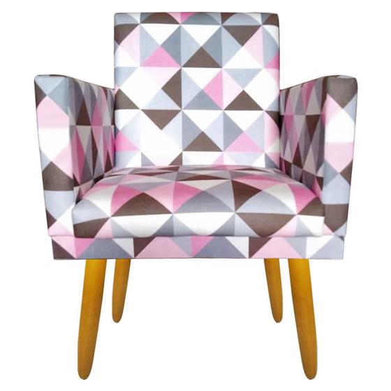 Imagem de Poltrona Decorativ Nina Cr suede triangulo rosa penteadeira