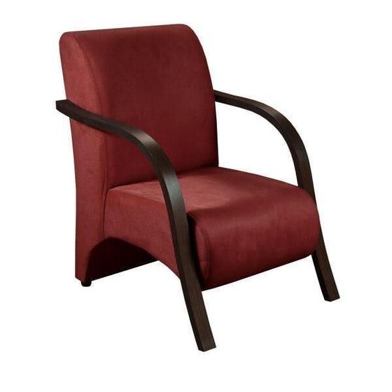 Imagem de Poltrona Decorativa 1 Lugar Sevilha Braço Pé Madeira Confortável para Sala TV Espera Suede Bordô