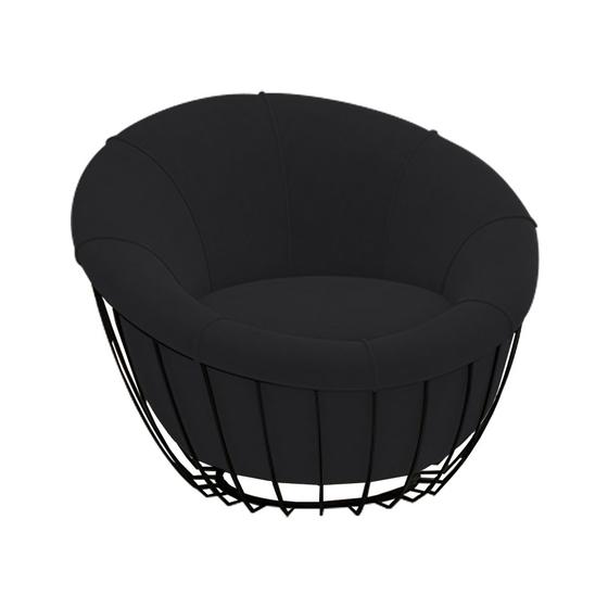 Imagem de Poltrona Decorativa 90cm Beckham Veludo Preto - Sallar Home