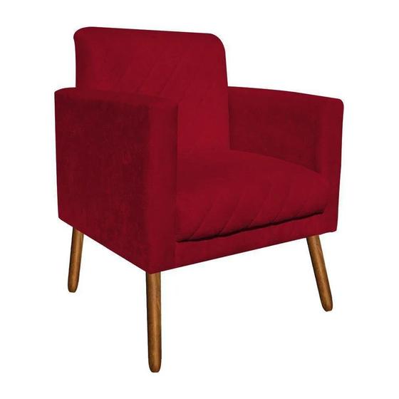 Imagem de Poltrona Decorativa Alfa com Pés Madeira Suede Vermelho