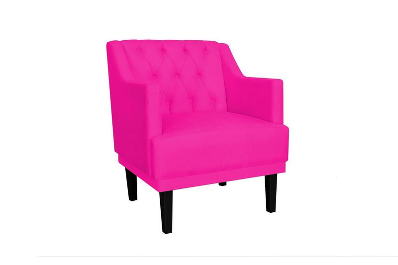 Imagem de Poltrona Decorativa Alice Couro Rosa Pink Pés Madeira Mz Decor