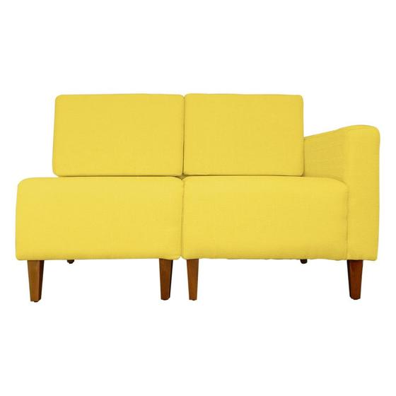 Imagem de Poltrona Decorativa Alice Lado Esquerdo Pés Trapézio Suede Amarelo - DS Estofados