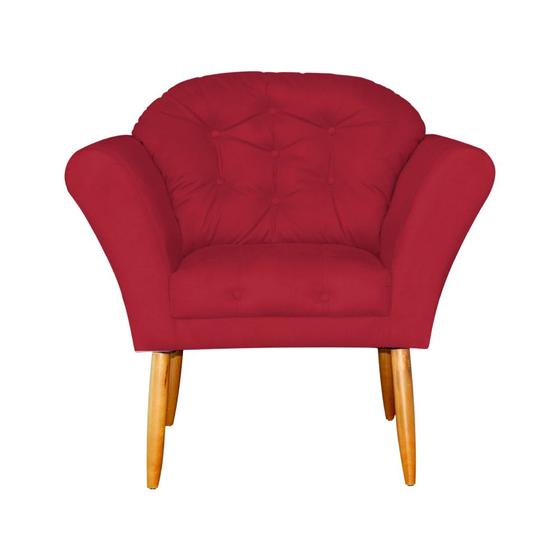 Imagem de Poltrona Decorativa Amélia Pés Palito Suede Vermelho - DS Estofados