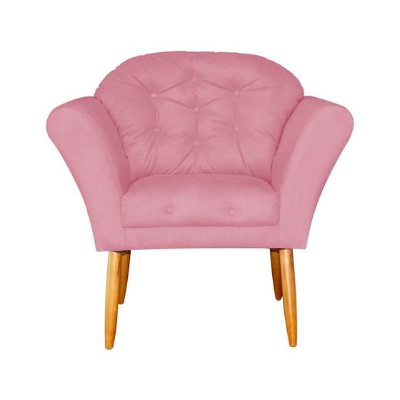 Imagem de Poltrona Decorativa Amélia Suede Rosa - DS ESTOFADOS