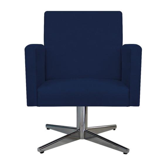 Imagem de Poltrona Decorativa Arenzza Base Giratória de Metal Sala de Estar Quarto Suede Azul Marinho - KDAcanto Móveis