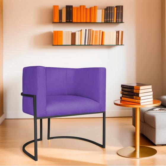 Imagem de Poltrona Decorativa Base de Ferro Sintético Munique Roxo/Preto