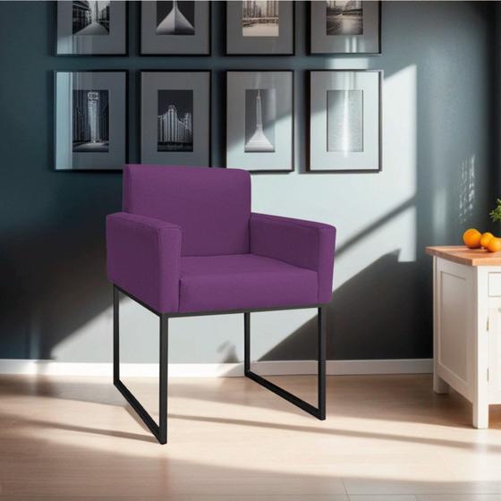 Imagem de Poltrona Decorativa Base de Ferro Suede Aninha Roxo/Preto