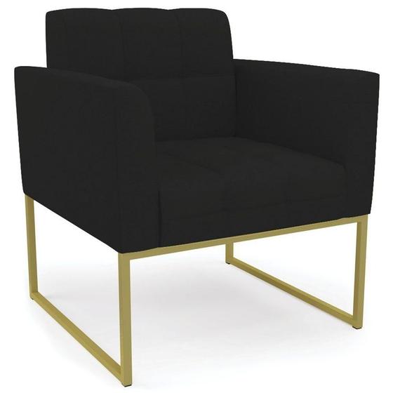 Imagem de Poltrona Decorativa Base Industrial Dourado Ana Linho Preto