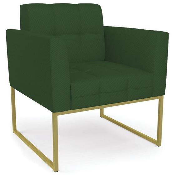 Imagem de Poltrona Decorativa Base Industrial Dourado Ana Veludo Luxo Verde