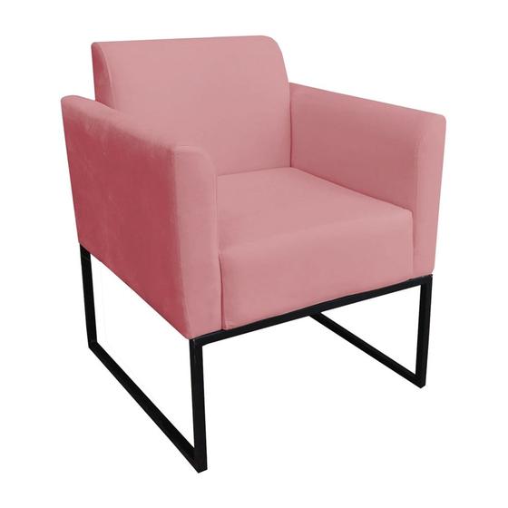 Imagem de Poltrona Decorativa Base Industrial Preto Maressa S17 Suede Rosê - Ibiza
