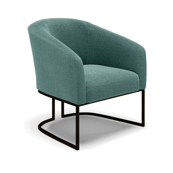 Imagem de Poltrona Decorativa Base Industrial Preto Stella Bouclê Verde Ment D03 - D'Rossi