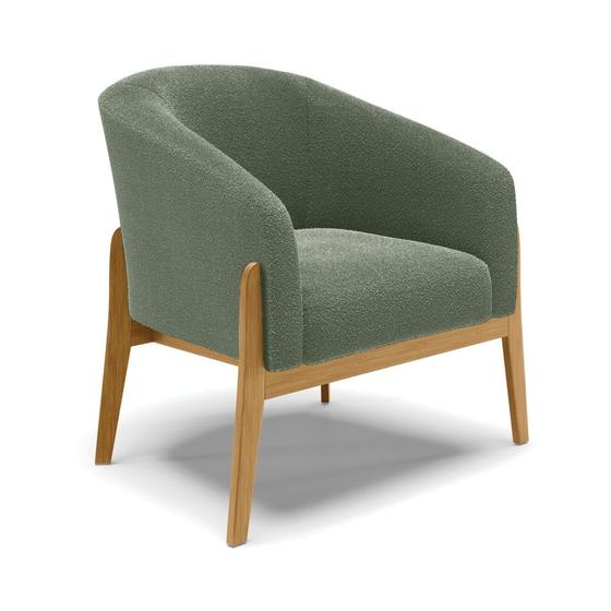Imagem de Poltrona Decorativa Base Madeira Stella Bouclê Verde Pistache D03 - D'Rossi