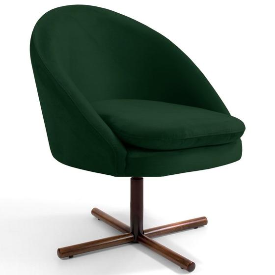 Imagem de Poltrona Decorativa Base Xis Madeira Rafa B-303 Veludo Verde Musgo - Domi