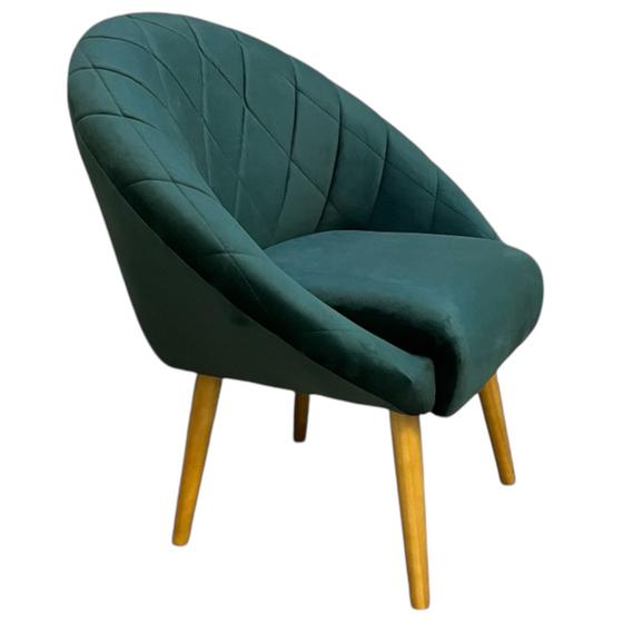 Imagem de Poltrona Decorativa Bela Para Sala de Estar Quarto Recepção com Encosto Arredondado e Costura Geométrica