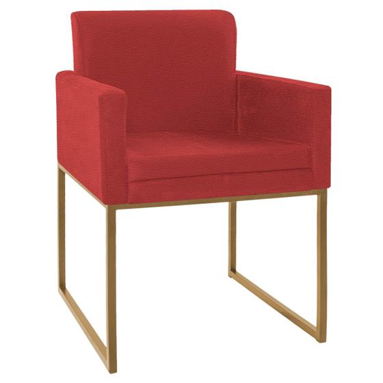 Imagem de Poltrona Decorativa Bellinha Base de Ferro Dourado Corano Vermelho - Doce Sonho Móveis