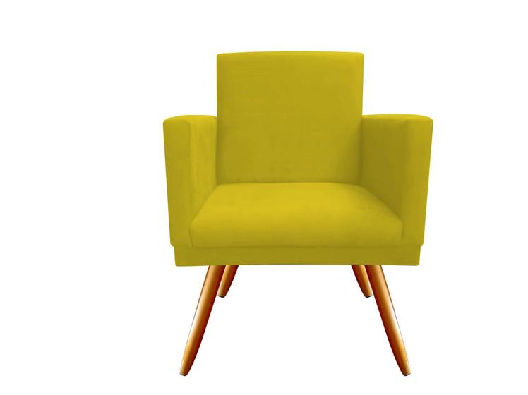 Imagem de Poltrona Decorativa Bia Suede Amarelo Pés Madeira Ms Decor