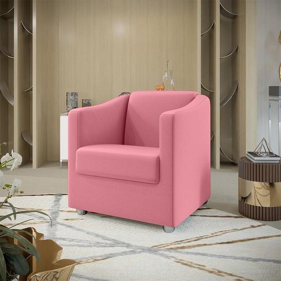 Imagem de Poltrona Decorativa Bia Suede Rosa Dal Poz Estofados