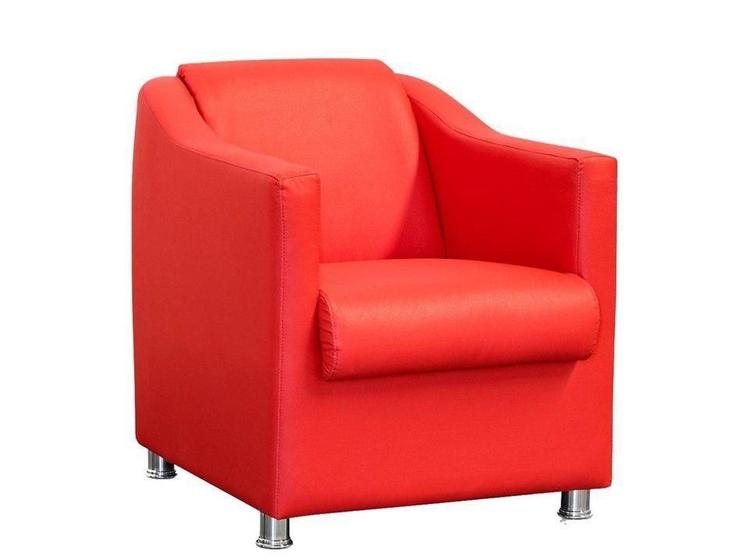 Imagem de Poltrona Decorativa Biane Couro Vermelho Pés Cromado Ms Decor