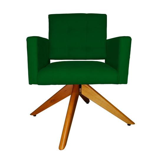 Imagem de Poltrona Decorativa Camila Pés Madeira Giratório Suede Verde - DS Estofados