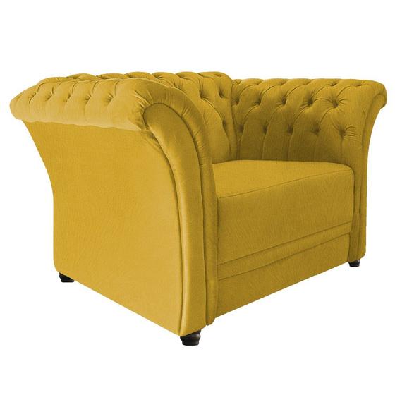 Imagem de Poltrona Decorativa Chesterfield Sofia Suede Amarelo - ADJ Decor