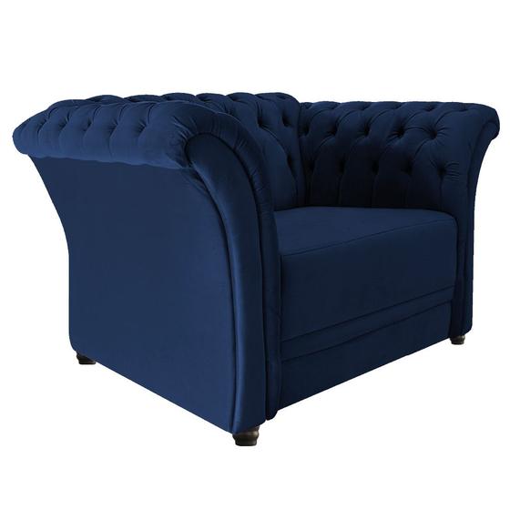 Imagem de Poltrona Decorativa Chesterfield Sofia Suede Azul Marinho - ADJ Decor