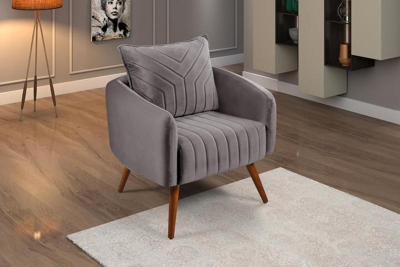 Poltrona Decorativa Cinza Para Sala Recepção Confortável - OUTLET SHOP ...