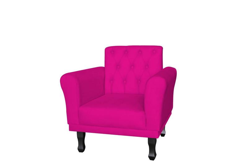 Imagem de Poltrona Decorativa Classic Couro Rosa Pink Pés Madeira Mz Decor