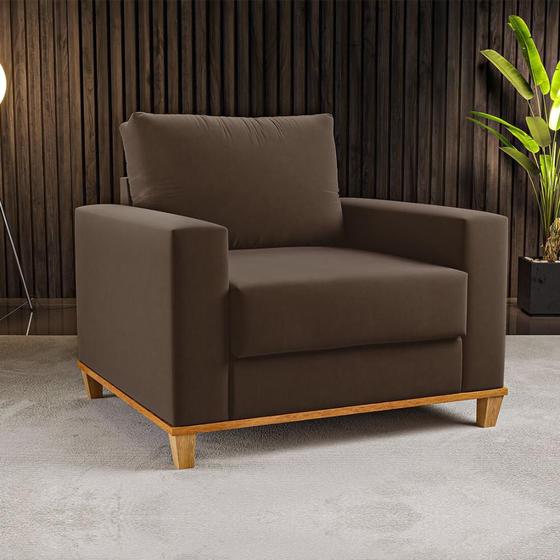 Imagem de Poltrona Decorativa com Braços em Tecido Veludo até 110kg Viero Móveis Ipanema 81x82x74cm