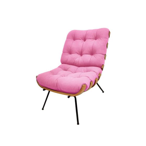 Imagem de Poltrona Decorativa Costela Para Sala de Estar/Escritório/Recepção - Sued - Rosa 