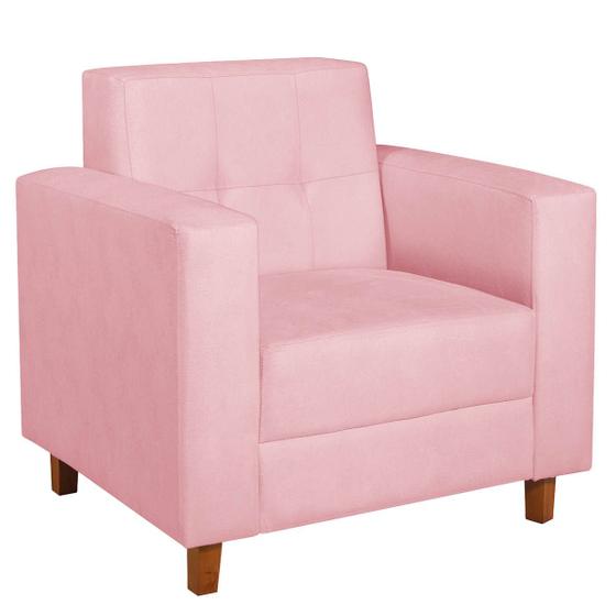 Imagem de Poltrona Decorativa Denver Suede Rosa Bebê - Doce Sonho Móveis