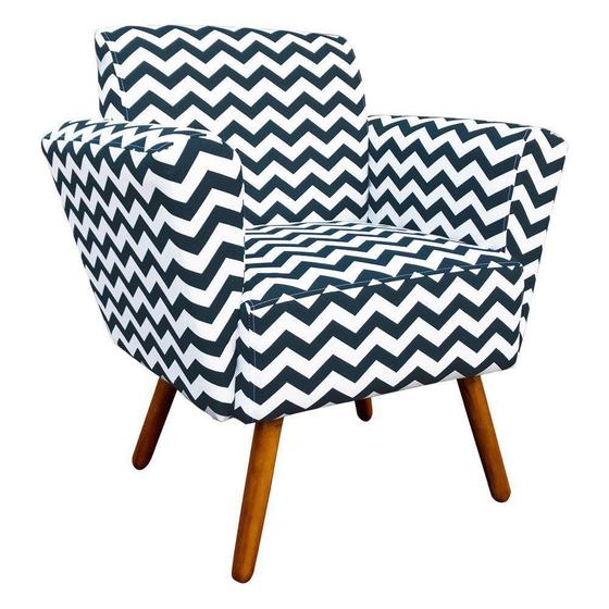 Imagem de Poltrona Decorativa Dora Estampado Zig Zag Azul Marinho D02 - D'Rossi