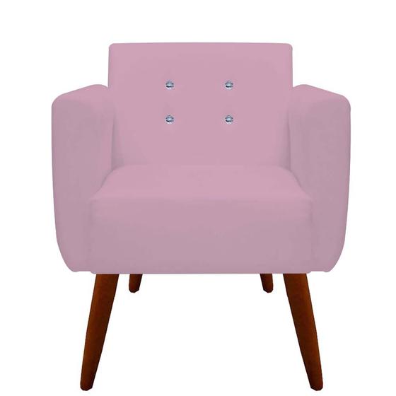 Imagem de Poltrona Decorativa Duda C/ Strass Suede Rosa Bebê - D'Classe Decor