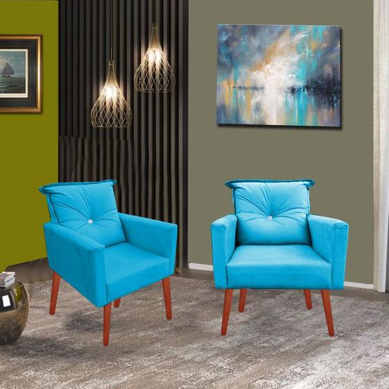 Imagem de Poltrona Decorativa Encosto De Almofada Modelo Lara Varias Cores Kit com 2 Poltronas