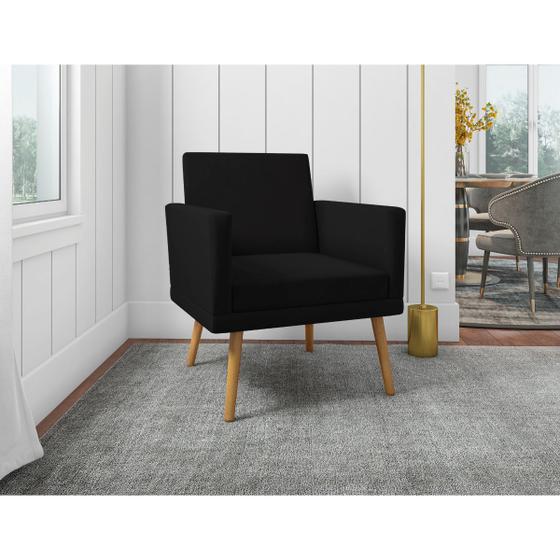 Imagem de Poltrona Decorativa Escritório Sala Recepção Larah Suede Preto